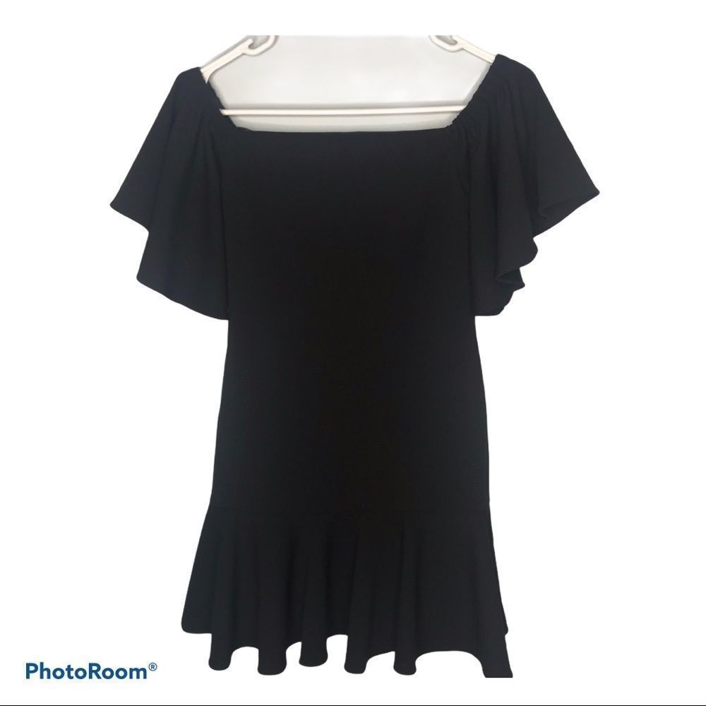 WAYF off shoulder black Ruffle Dress  XS